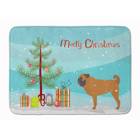 Carolines Treasures Pug Merry Christmas Tree Machine Washable Memory Foam Mat BB2965RUG